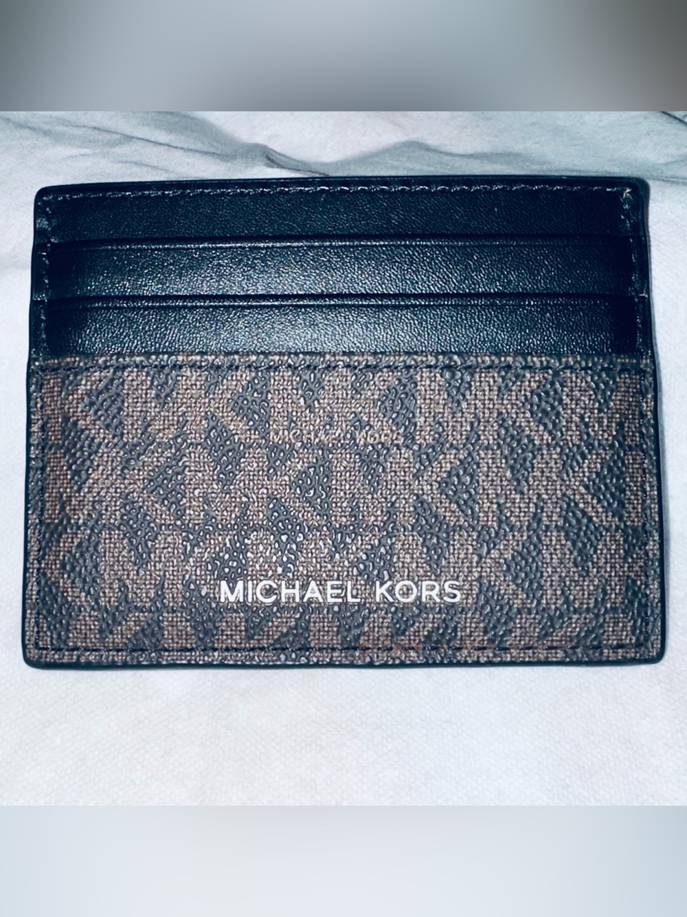 Genuine Michael Kors Cooper Tall Card Case, Brown Black New No Box or Tags